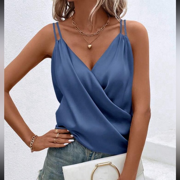 Luxe Satin Cami Top Blouse Shirt - Picture 10 of 16